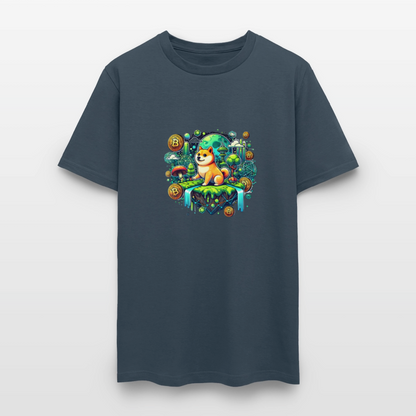 Shiba moon shirt -  blue dusk