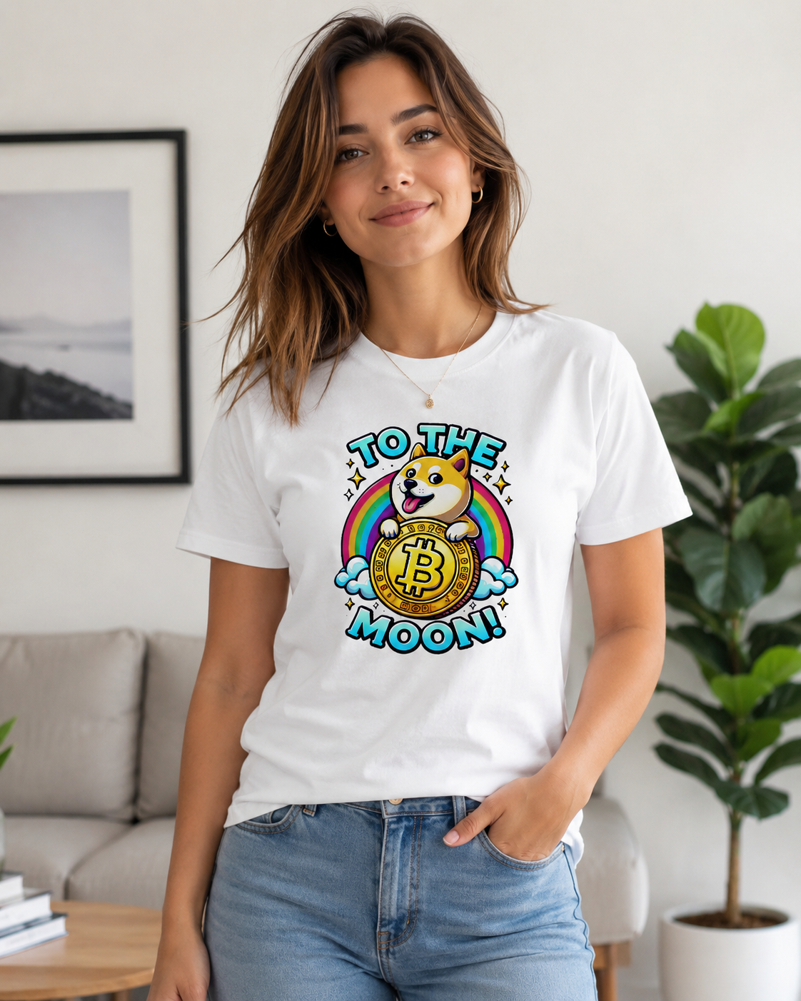 Rainbow HODL Doge Meme Crypto Tee